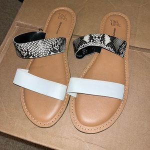 Snake skin and white sandals